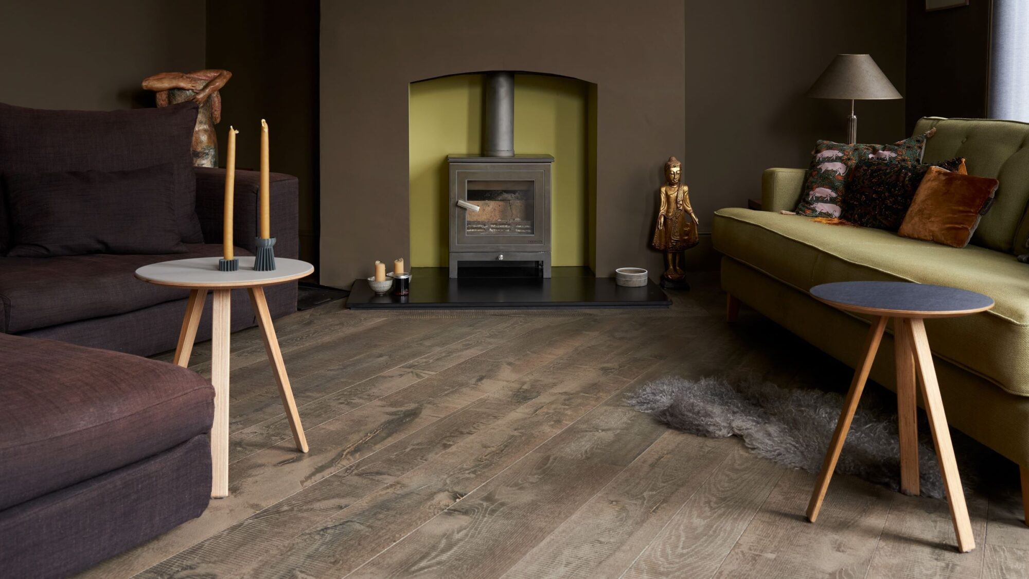 rustic oak flooring in living room