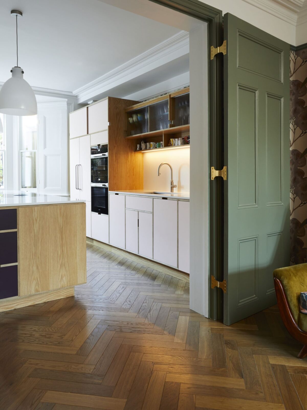 dalton herringbone flooring in kitchen