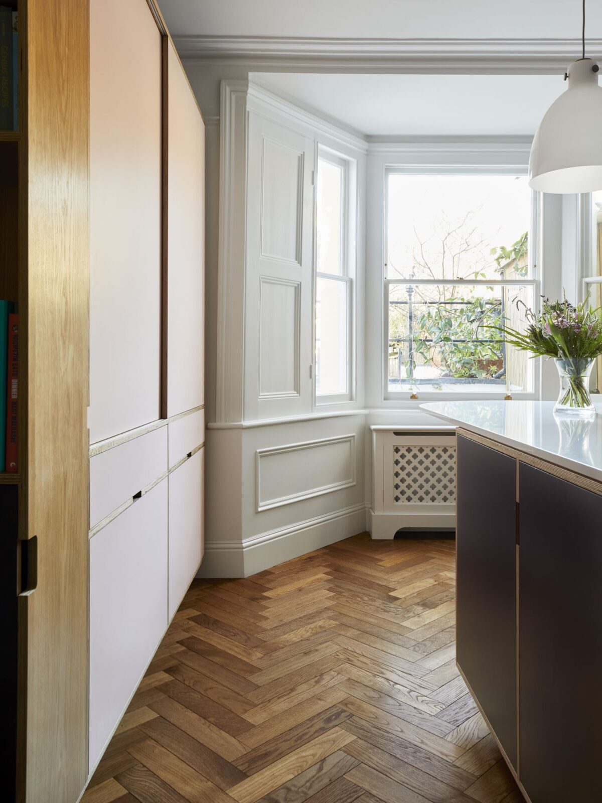 dalton herringbone flooring in kitchen view of window