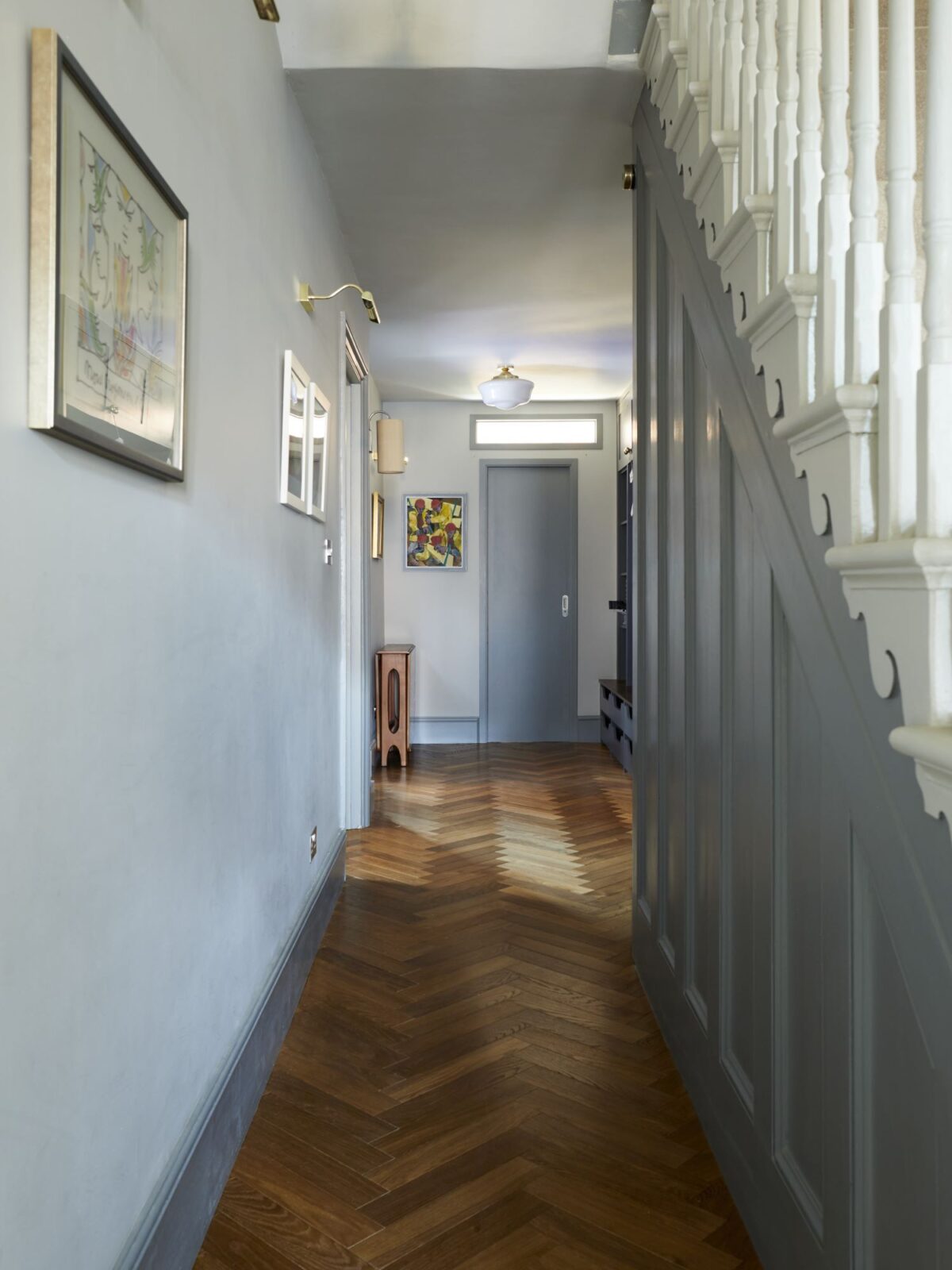 dalton herringbone flooring in landing besides staircase