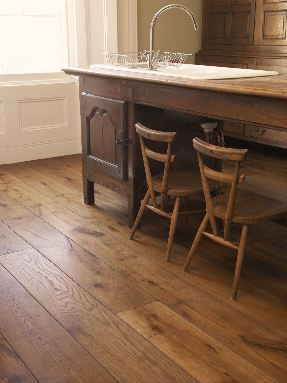 plank flooring in kitchen