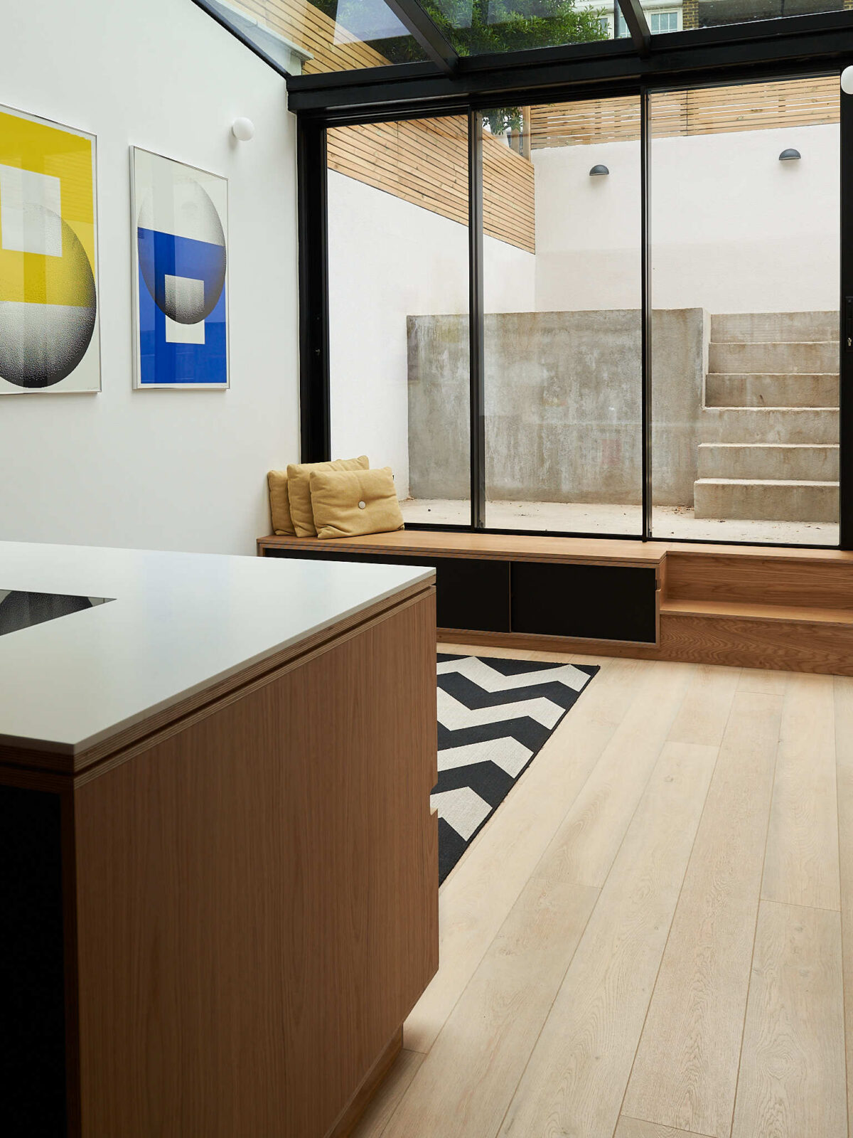 blonde oak floor window view