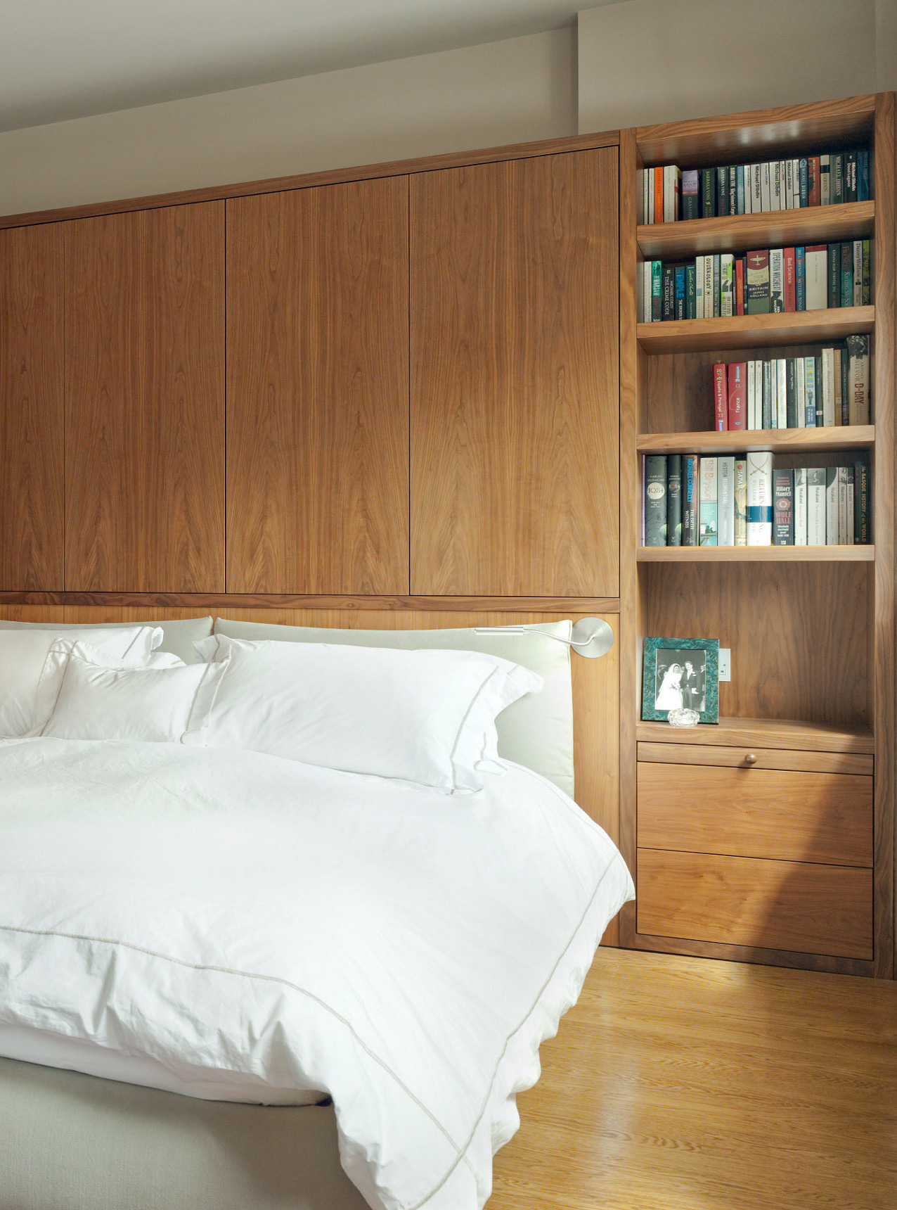 Oak landmark newark planks in bedroom with built in joinery bridget reading id