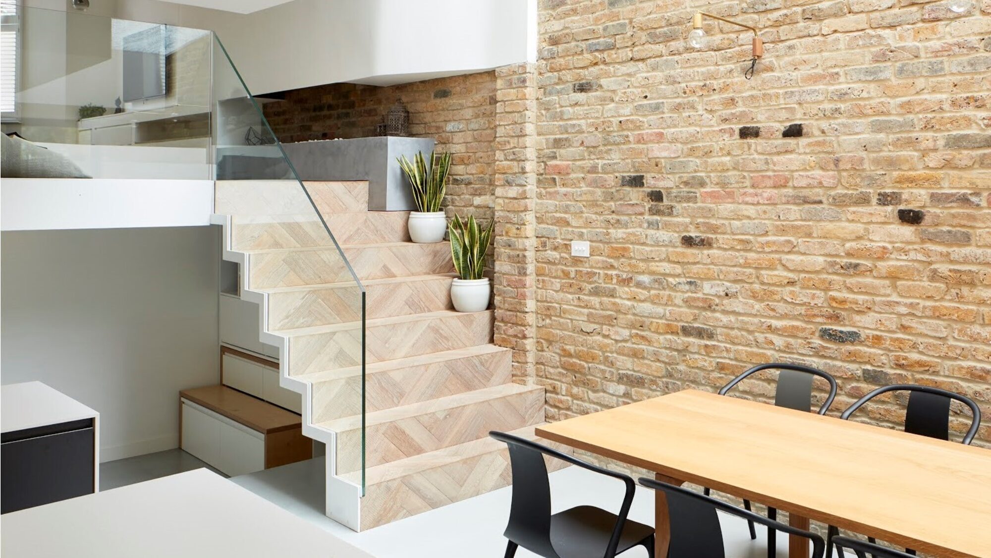 Steps with herringbone detail at the scenario house