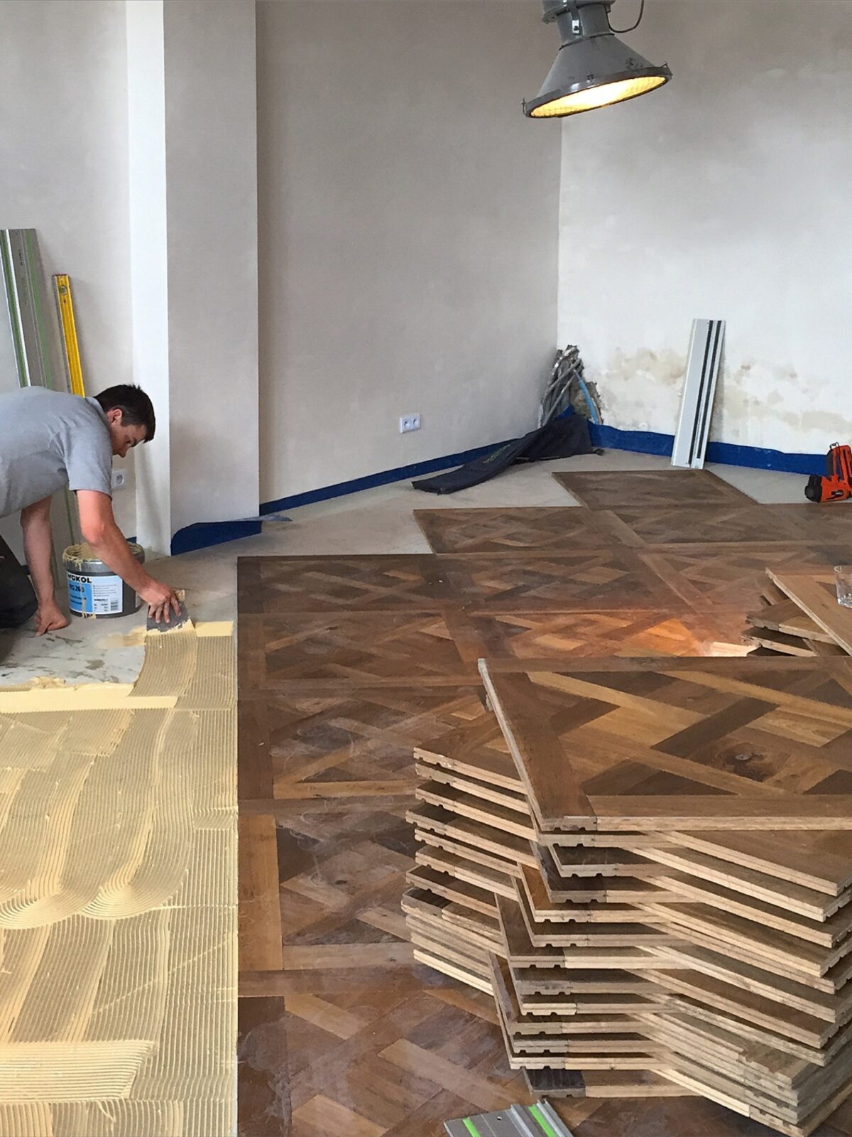 Tatton oak Versailles parquet WIP 2