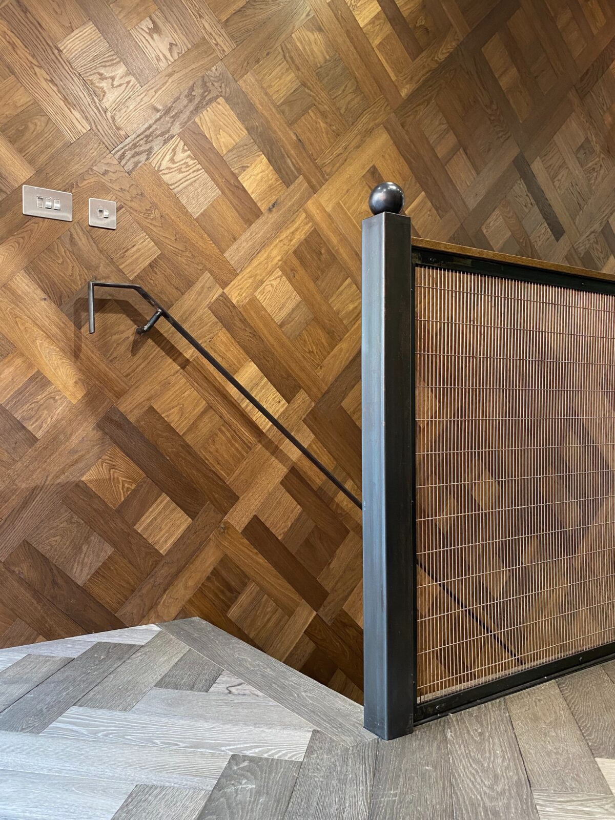 dalton cross oak wall panel top of staircase