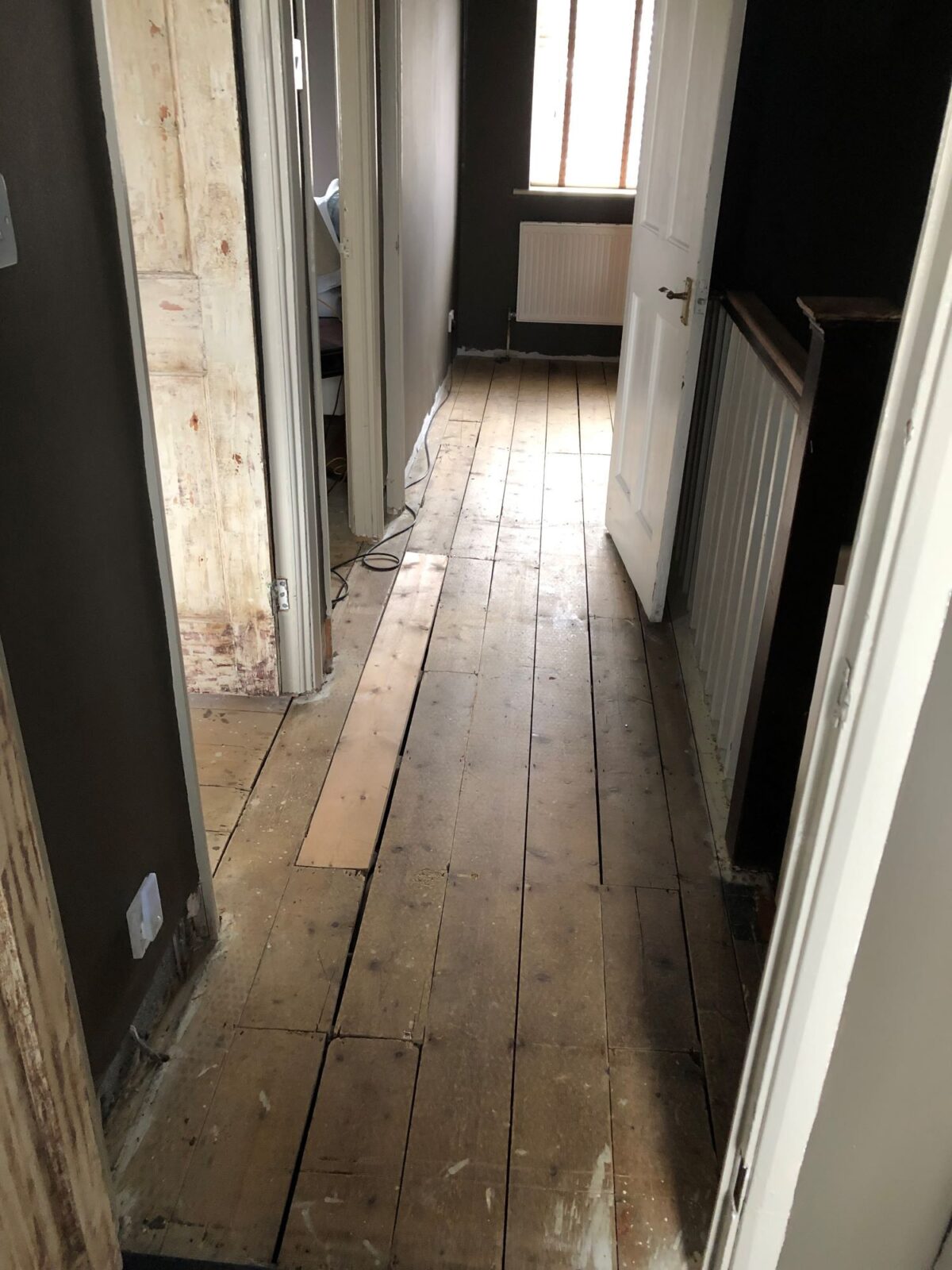 old pine boards in hallway