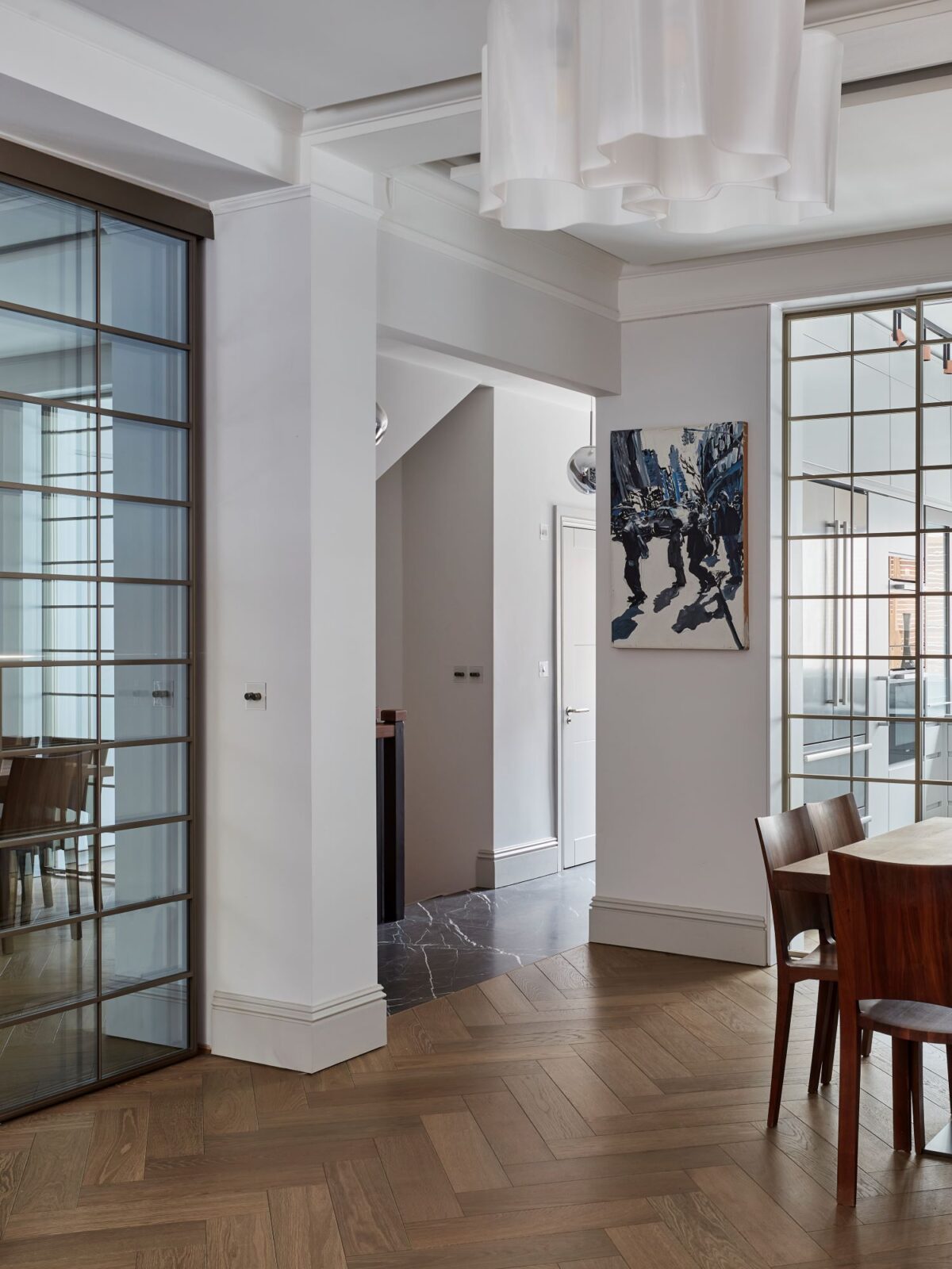 TREDEGAR herringbone dining room hallway