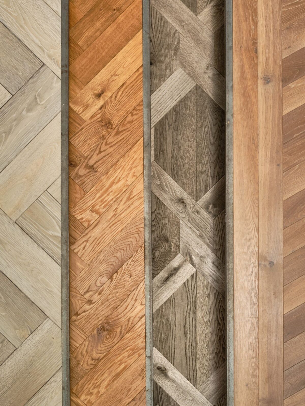 Close up of large timber flooring sample panels