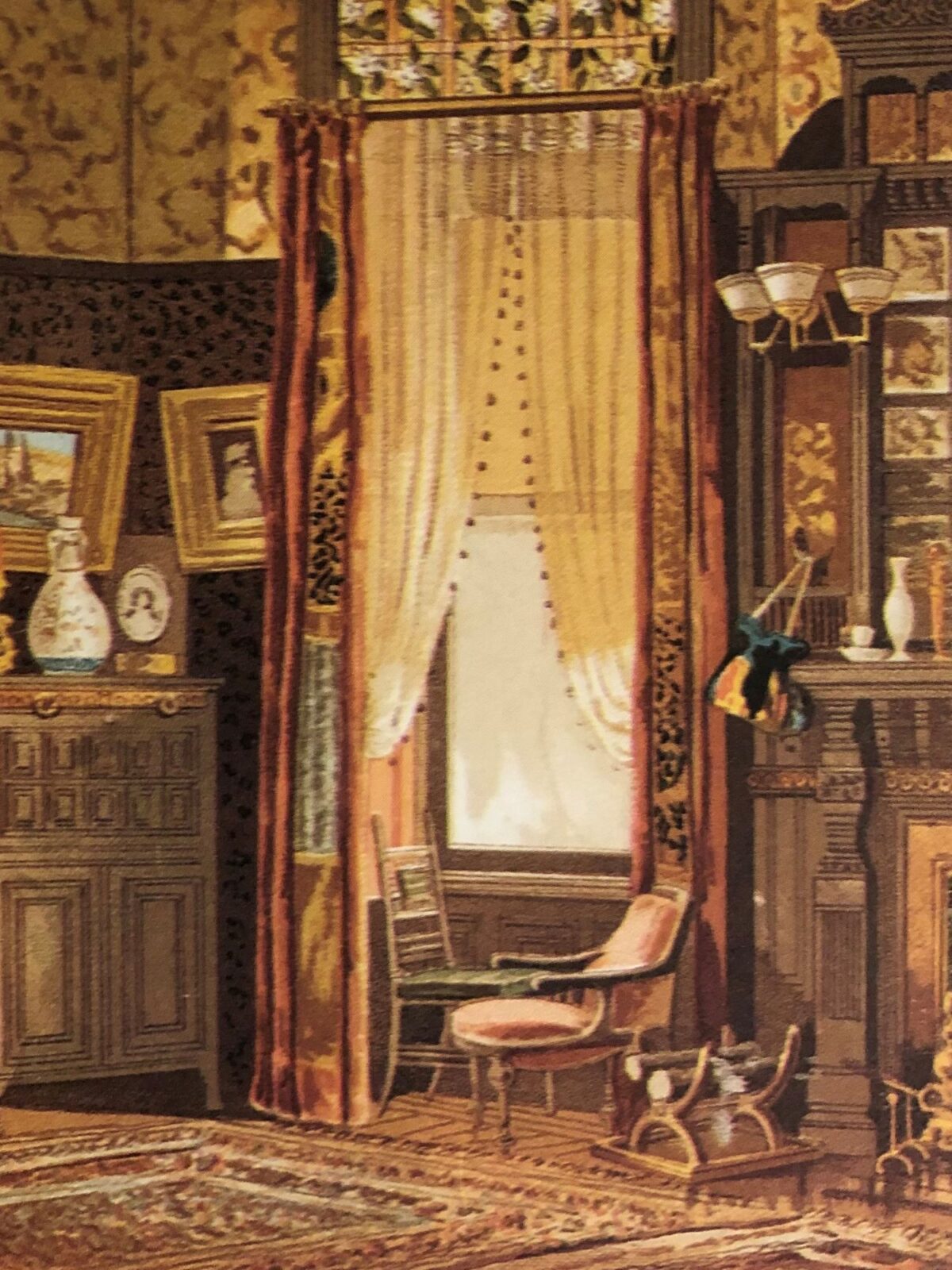 historical interior living room with herringbone flooring