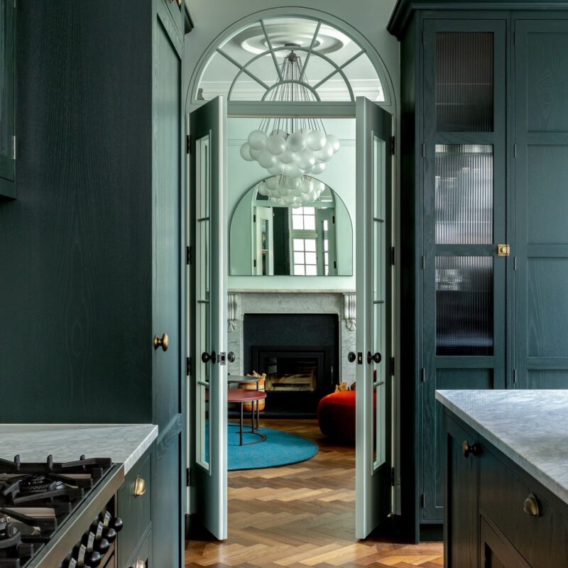 KNOLE herringbone kitchen into livingroom
