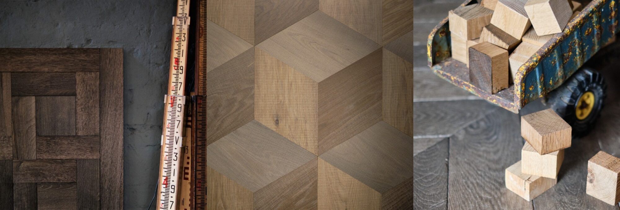 Panel floor cube flooring and toy truck collage