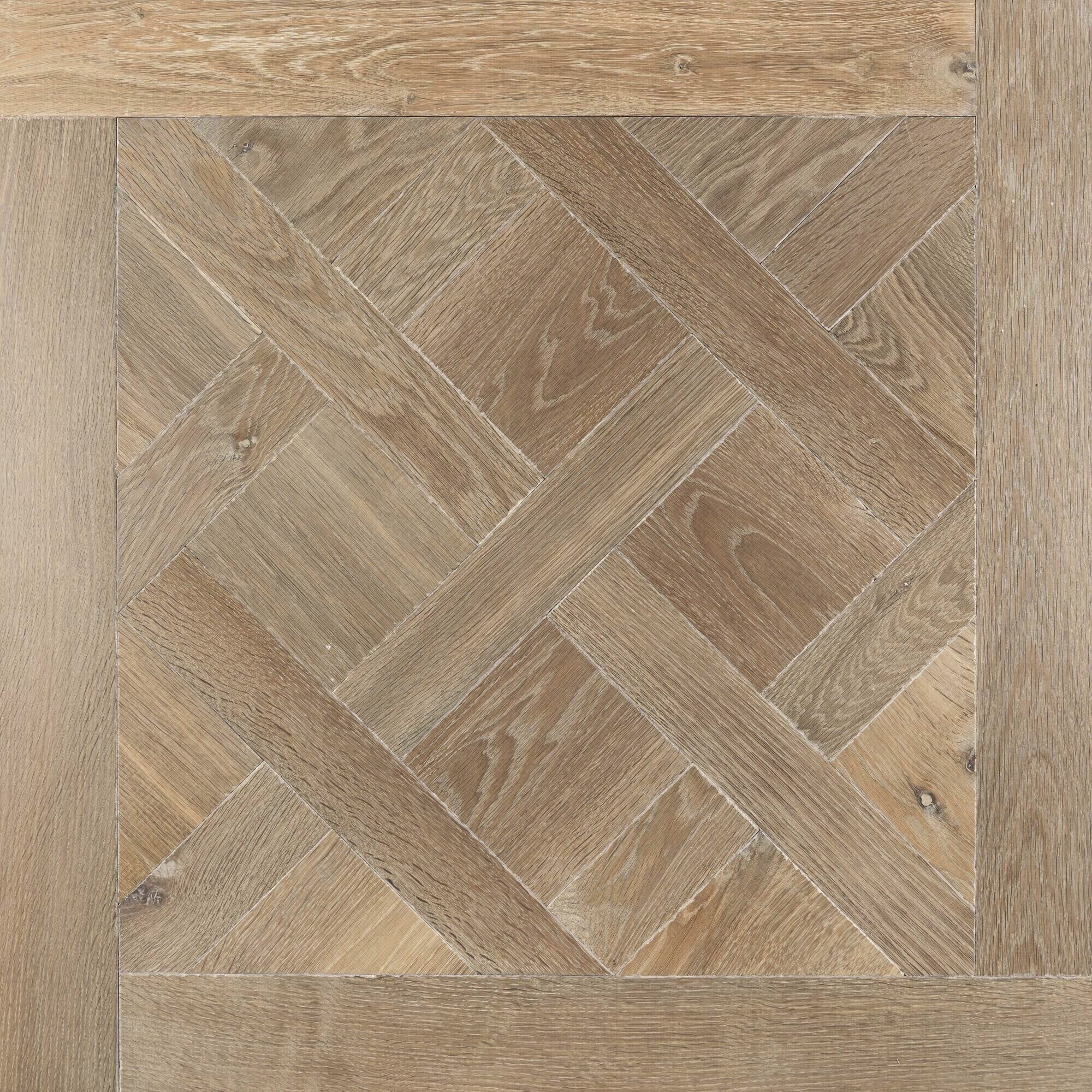 Modern neutral Landmark Dyrham oak Versailles parquet panel flooring as used in luxury developments by banda property
