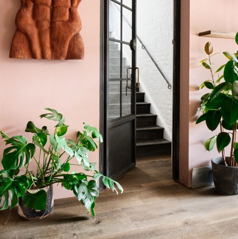 Landmark Compton aged and distressed oak flooring in mixed widths in Solid Floor's EAST showroom