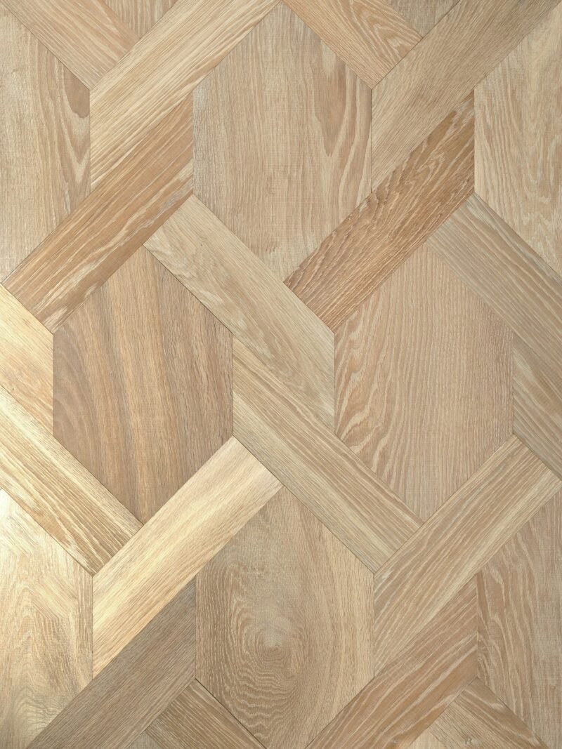Light neutral landmark saltram oak engineered parquet flooring in mansion weave pattern