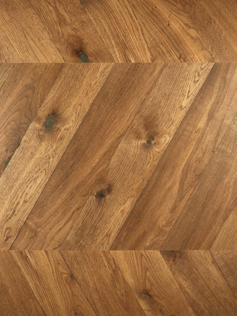 Rich brown Landmark Dalton Oak Chevron Parquet Flooring