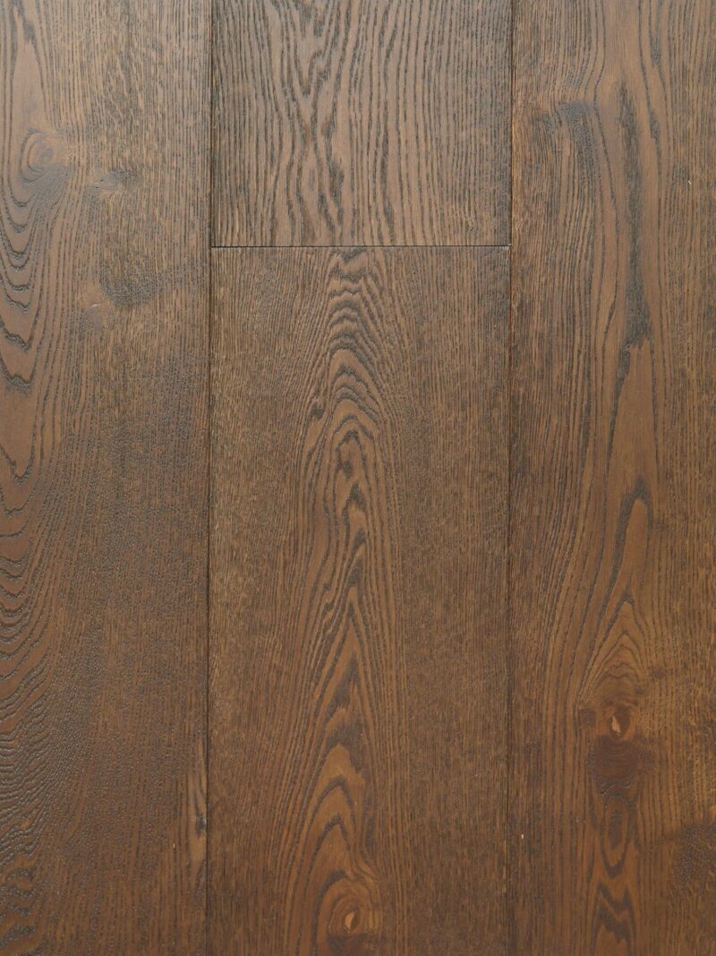 Rich, reddish dark brown engineered oak flooring