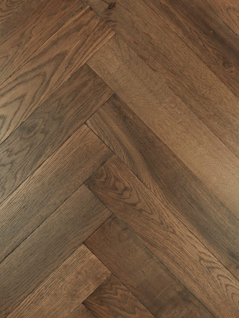 County Cumbria classic aged brown herringbone oak flooring