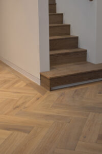 Oak landmark dyrham herringbone with enclosed staircase and floor light